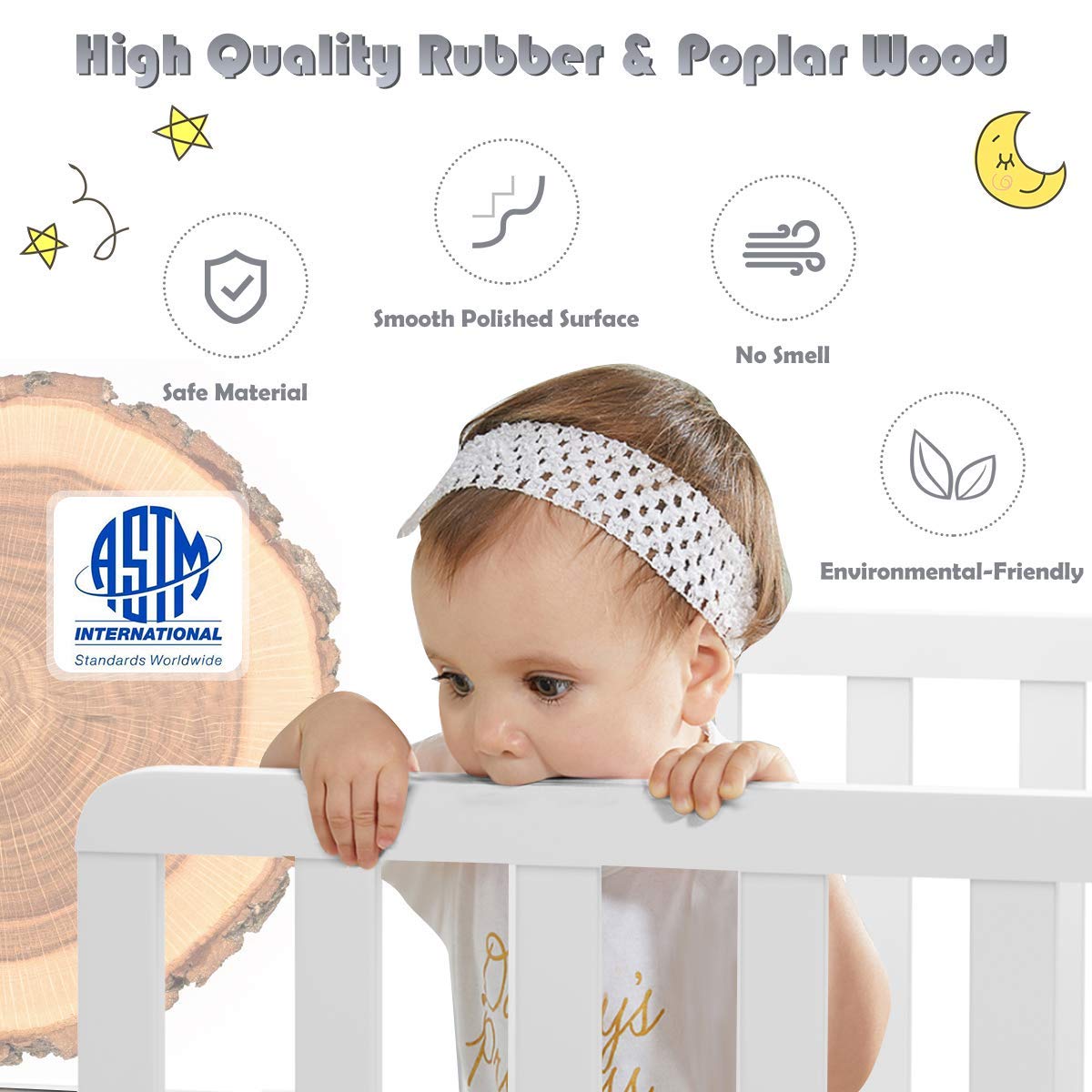 Costzon Toddler Wood Bed Frame with Safety Guardrail - White | Kids Bedroom Furniture for Boys & Girls