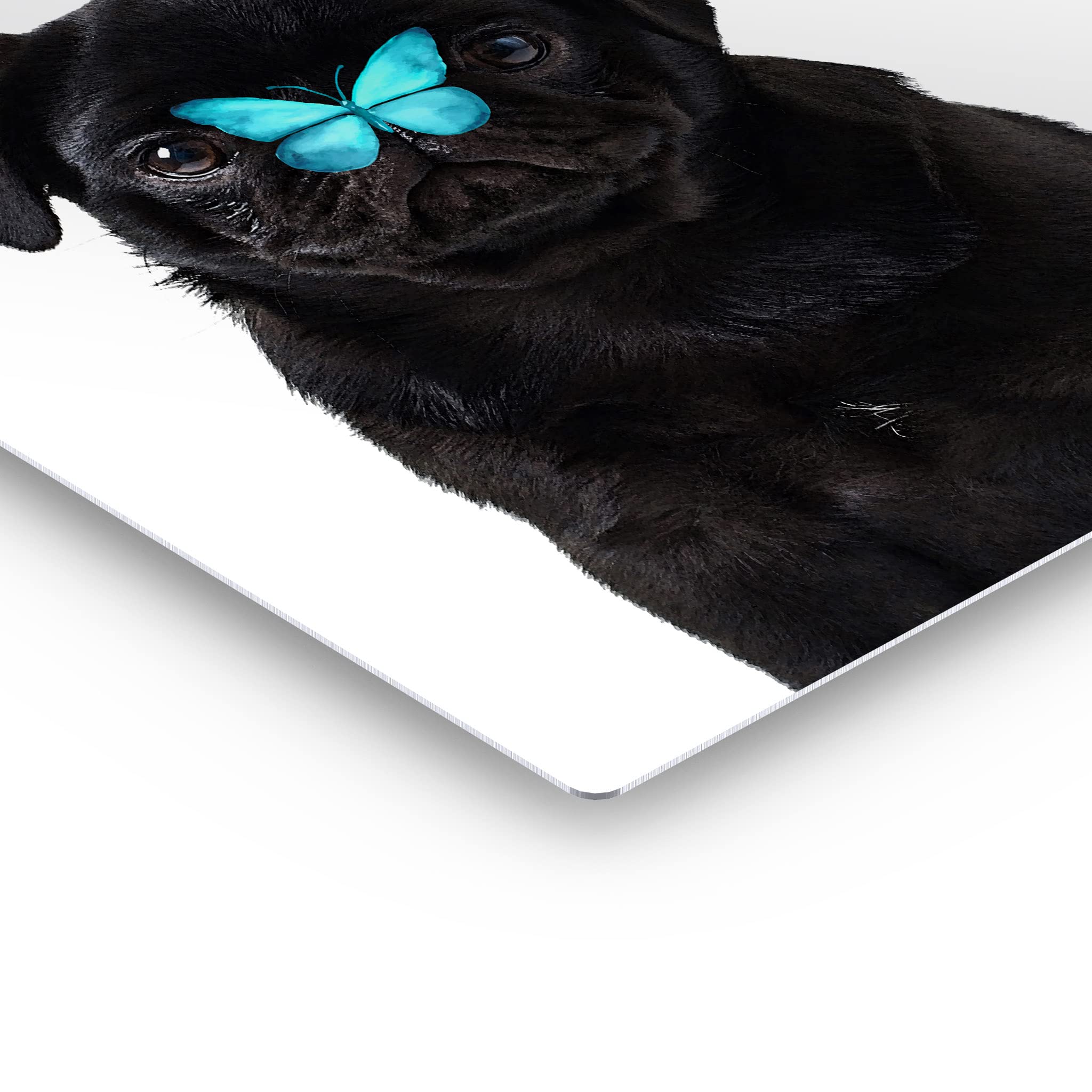 French Bulldog Portrait with Blue Butterfly - Metal Wall Art Print for Pet Lovers, Dog Owners & Parents - Unique Gift for Living Room, Bedroom, Nursery Decor - Made in USA (12x8 Inches) - Perfect for Home, Office & Pet-Friendly Spaces