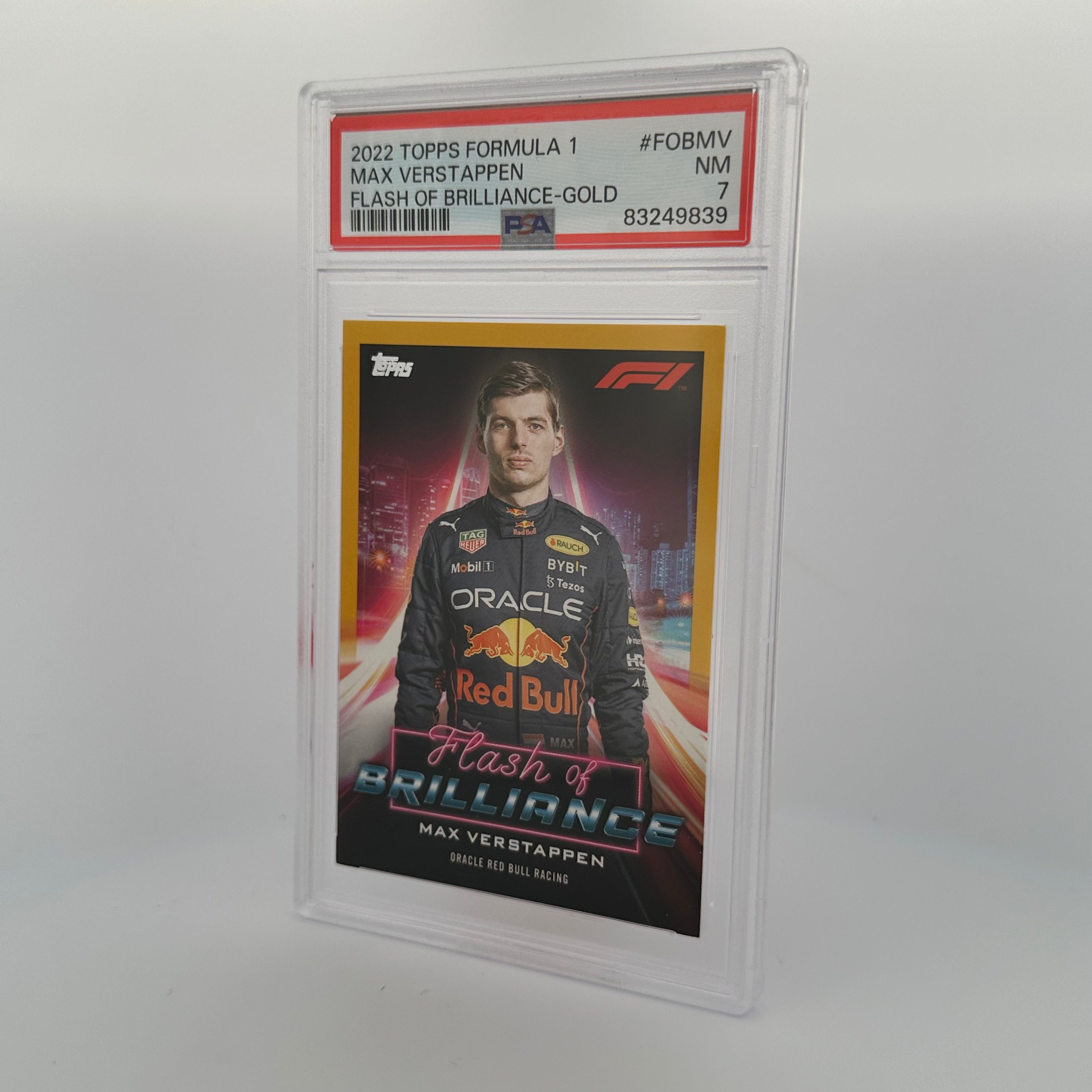 PSA 7 2004 Max Verstappen #FOBMV Flash Of Brilliance Gold Parallel 50/50 - Rare Racing Collectible Card for Display & Investment