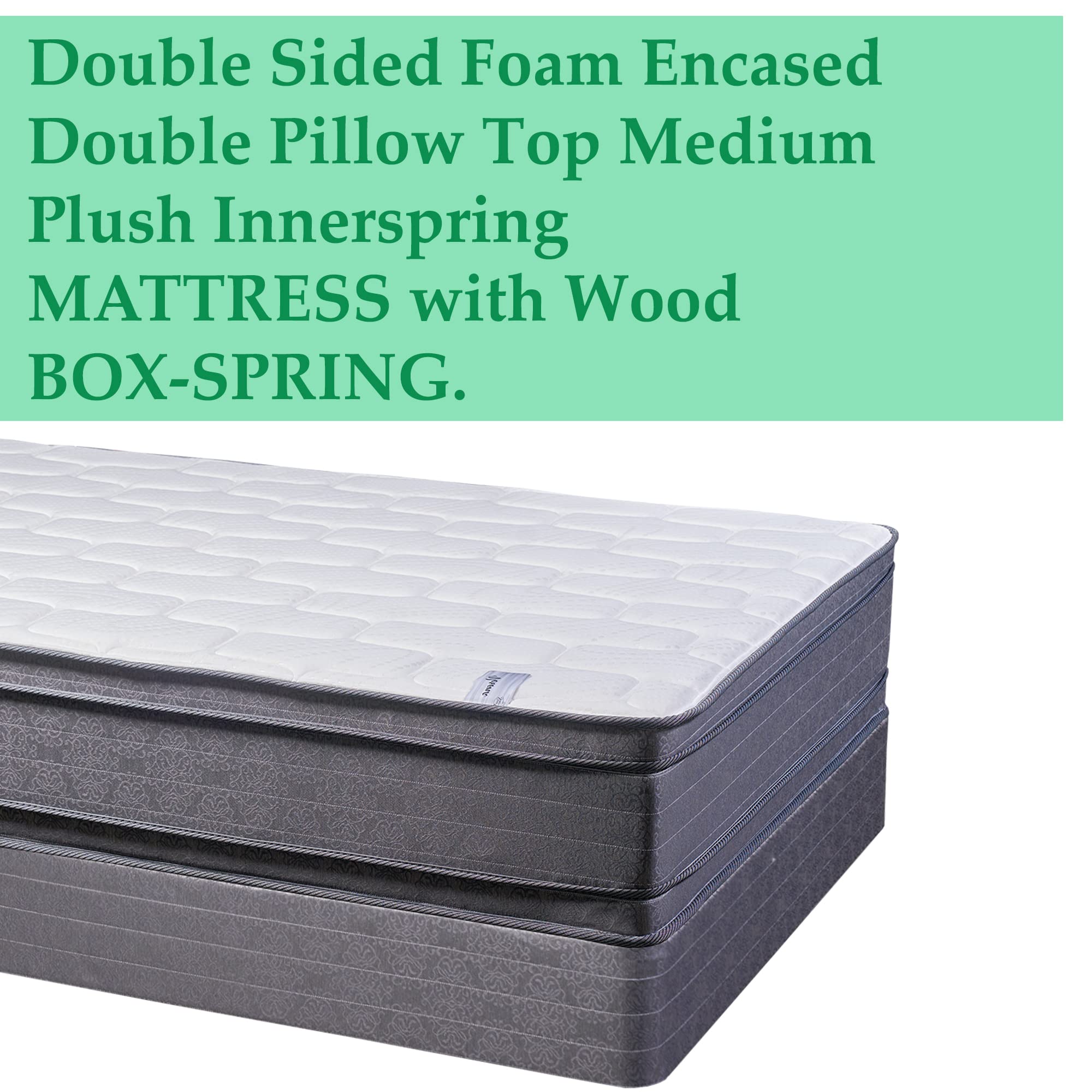 13-Inch Firm Euro Top Double Sided Foam Encased Innerspring Mattress Set with 4