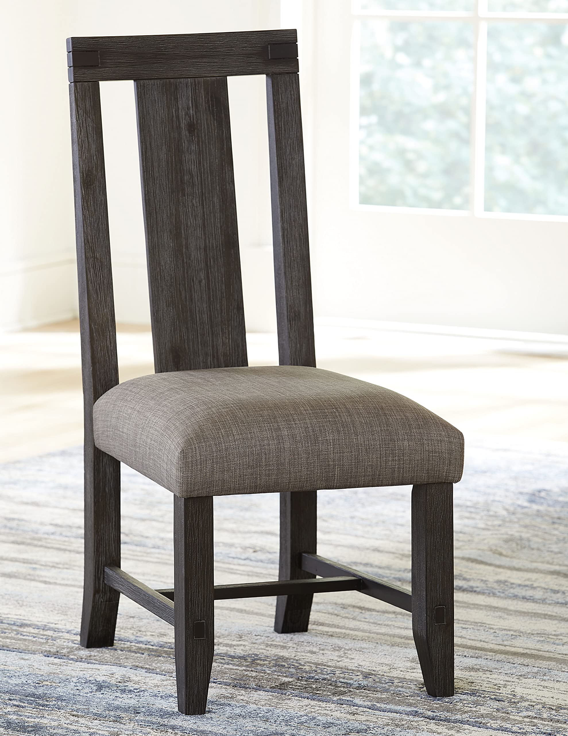 Modus Furniture Dining Chairs Set of 2 - Modern Upholstered Kitchen Chairs with Metal Legs, Meadow Graphite Fabric - Perfect for Dining Room, Kitchen, Breakfast Nook & Small Spaces
