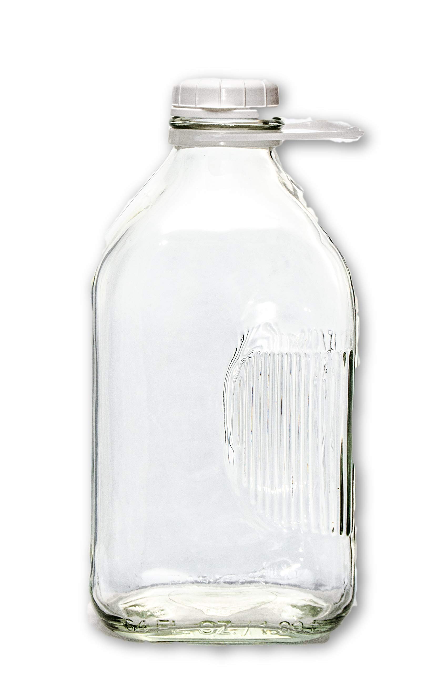 The Dairy Shoppe 2 Qt Heavy Glass Milk Bottle with Handle & Lid - 64 Oz (1/2 Gallon) - Perfect for Fresh Milk, Cream, Juice Storage & Vintage Kitchen Decor