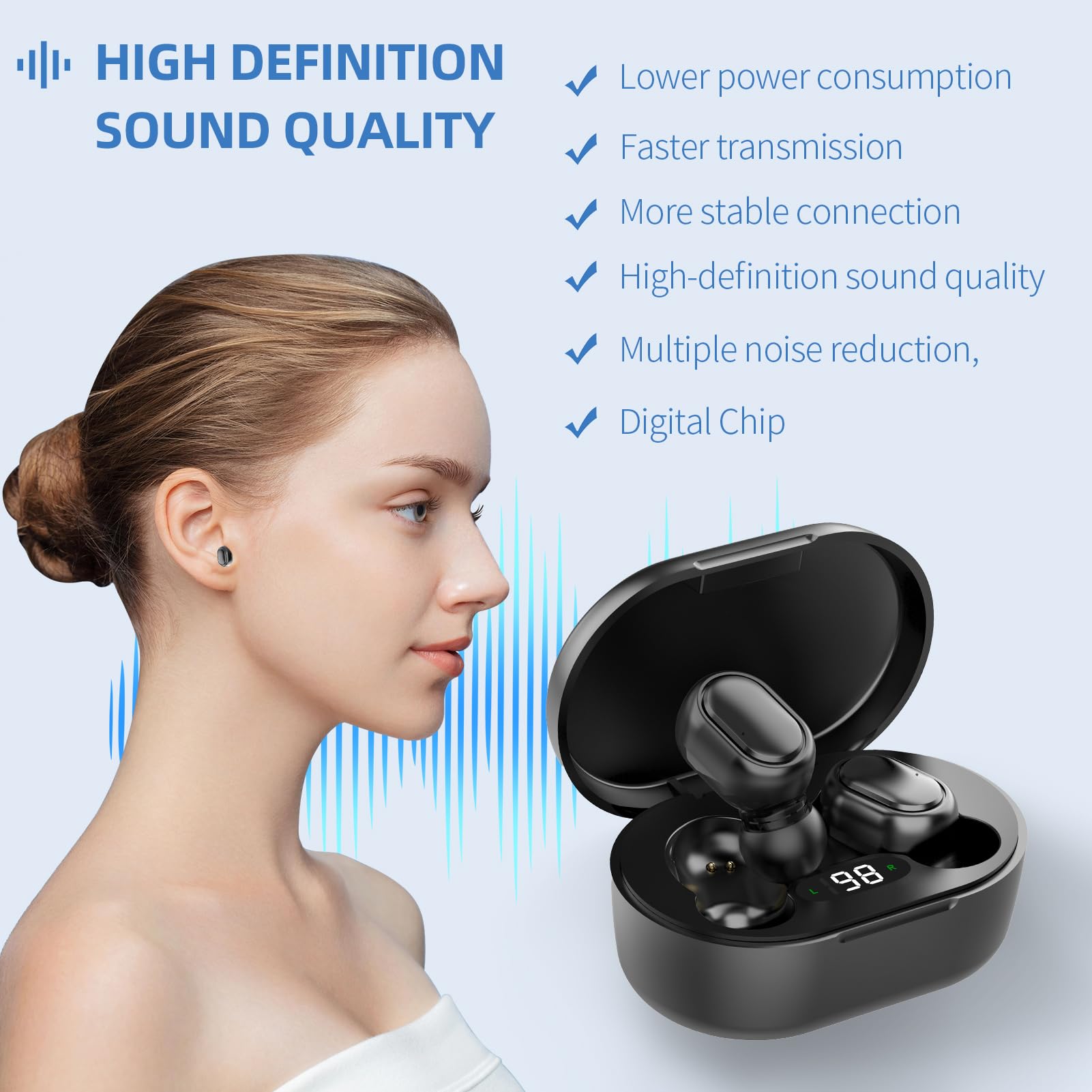 Rechargeable Digital Hearing Aids for Seniors & Adults - 16-Channel Bluetooth Hearing Amplifier with TV Mode - Clear Sound for Conversations, Watching TV, and Outdoor Activities