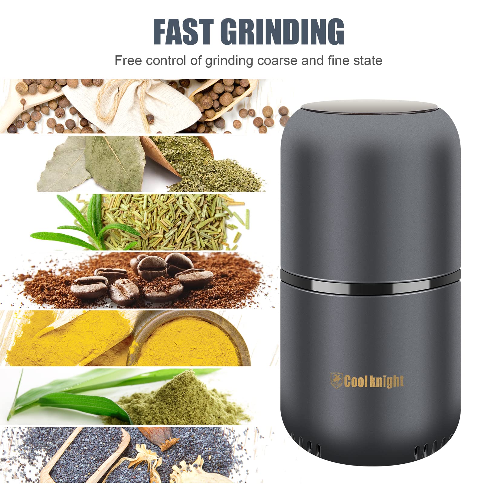 COOL KNIGHT Electric Herb Grinder - Large Capacity 7.5