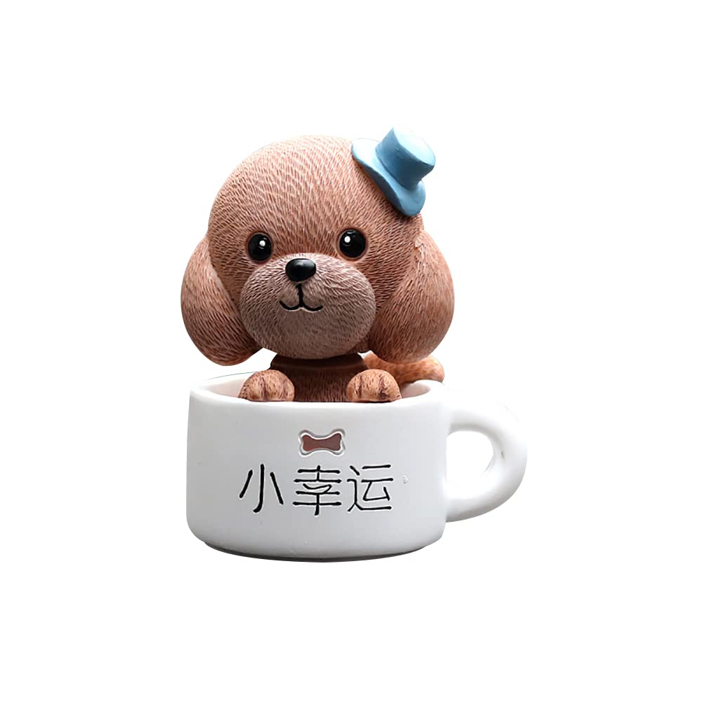 SEADEAR Cute Dog Car Dashboard Ornament - Brown Shaking Head Dog Figurine for Car Decoration | Funny Dashboard Accessory for Pet Lovers & Car Enthusiasts | Perfect Gift for Christmas, Birthday & Road Trips