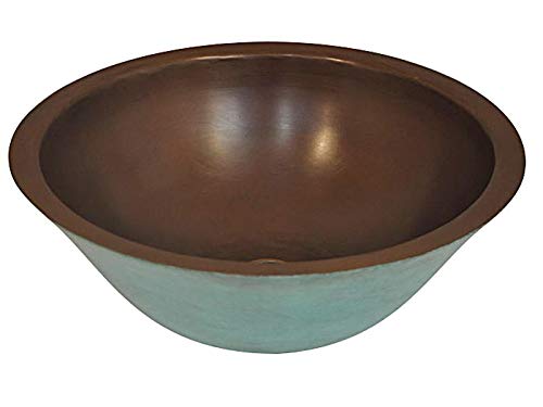 Copper Round Vessel Sink with Matte Finish - Double Wall Dinasty Design - 6 x 17 x 17 Inches - Perfect for Modern Bathroom & Powder Room Vanities