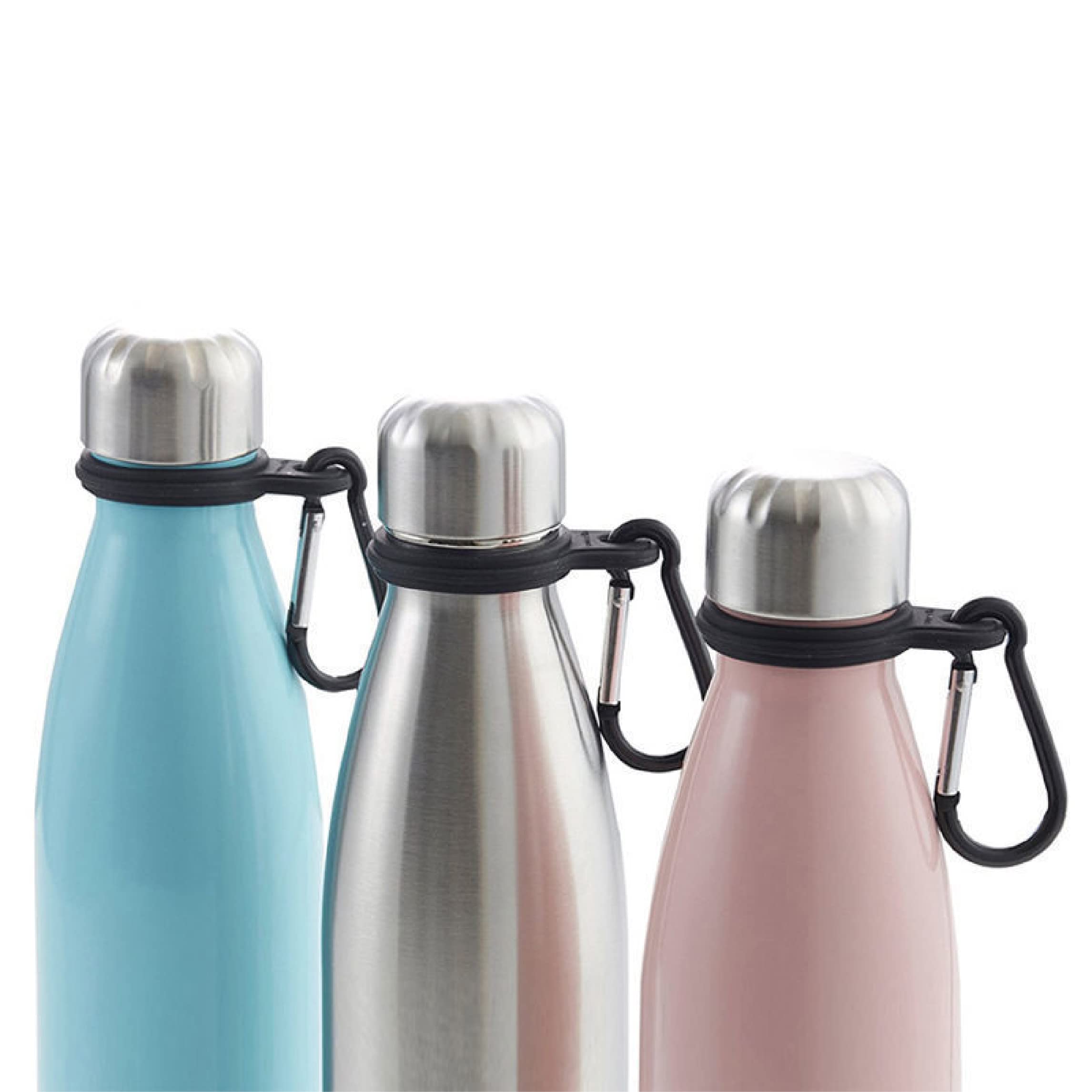 WeddHuis Set of 4 Black Water Bottle Cages with Carabiner Clip - Durable Bike Bottle Holder, Keyring Hook for Camping, Hiking, Cycling & Outdoor Activities