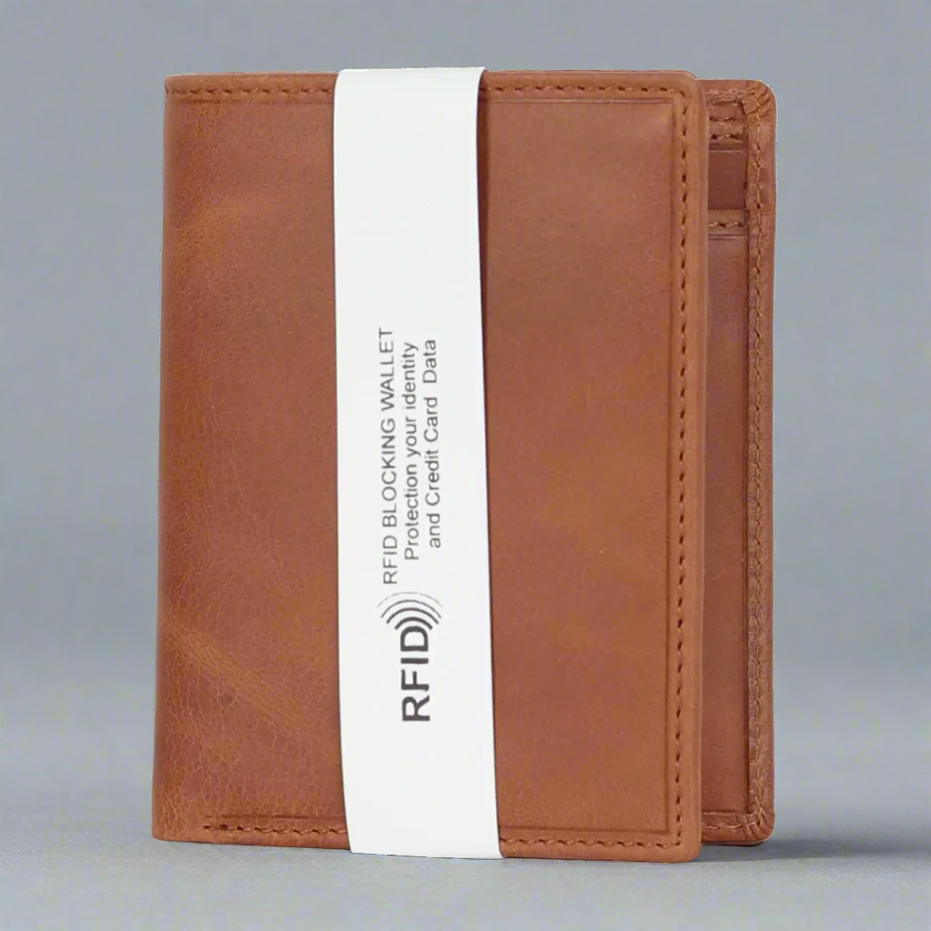 Premium MET Men's Upright Leather Wallet - Slim RFID Blocking Bifold Wallet for Men - Perfect for Travel, Business & Everyday Use
