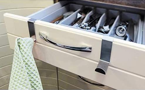 Stainless Steel Reversible Door Hooks - 4 Pack for Kitchen, Office & Bathroom