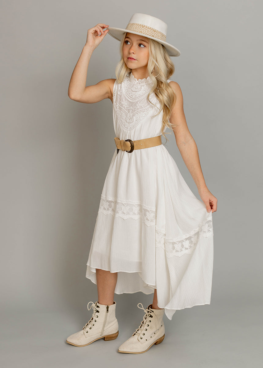 Delphina Cream Dress for Women - Elegant Flowy Midi Dress for Summer, Weddings & Special Occasions
