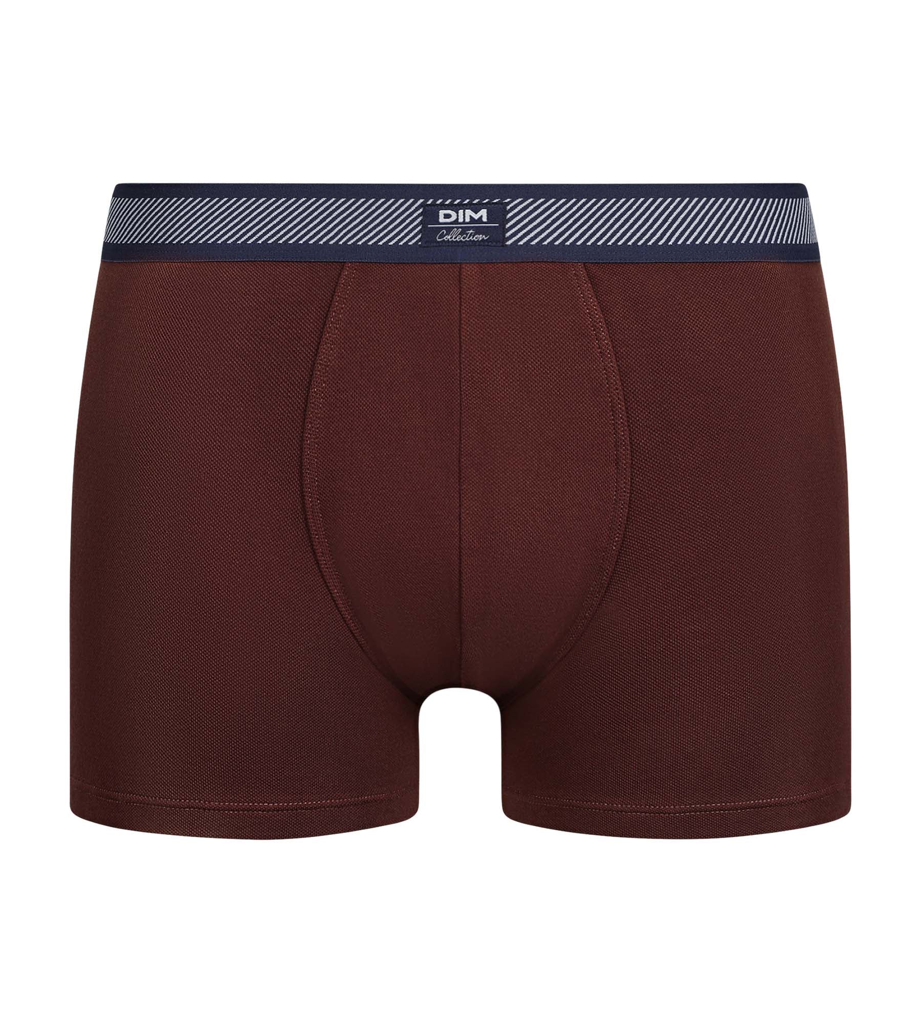Men's Boxer Briefs - Soft Cotton Modal Blend with Striped Waistband - Burgundy Red - Dim Smart - Perfect for Everyday Comfort & Lounge Wear