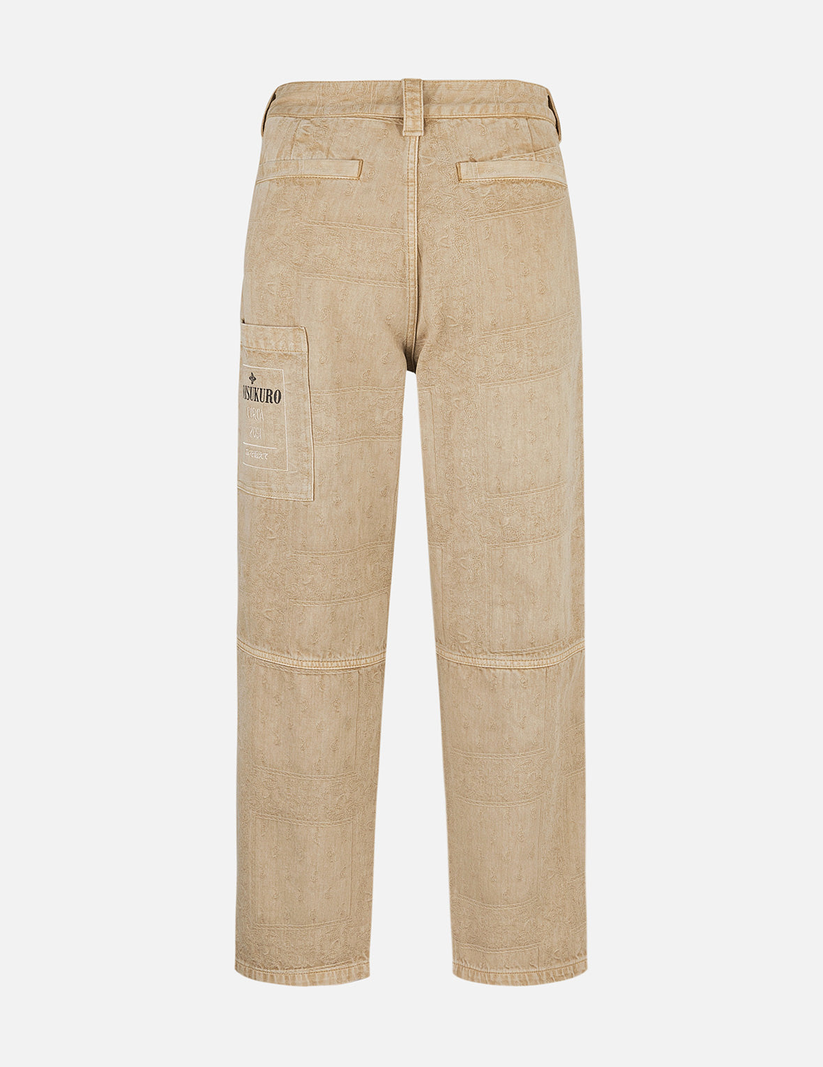 Garment Dyed Paisley Jacquard Relaxed Fit Cargo Pants with Multiple Pockets - Stylish & Comfortable for Casual Wear, Travel, and Outdoor Activities