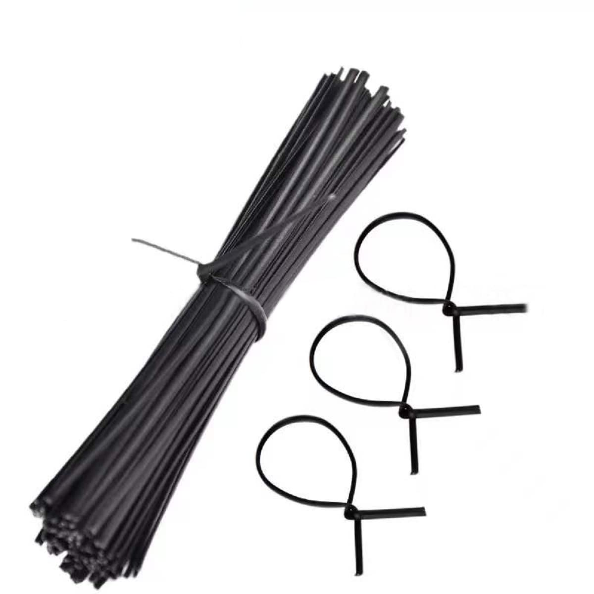 300Pcs 6-Inch Black Reusable Plastic Electrical Cable Twist Ties with Metal Inner Cores - Cord Organizer for Home, Office & DIY Projects - Secure Fastening for Wires, Cords & Cables (MYY001)