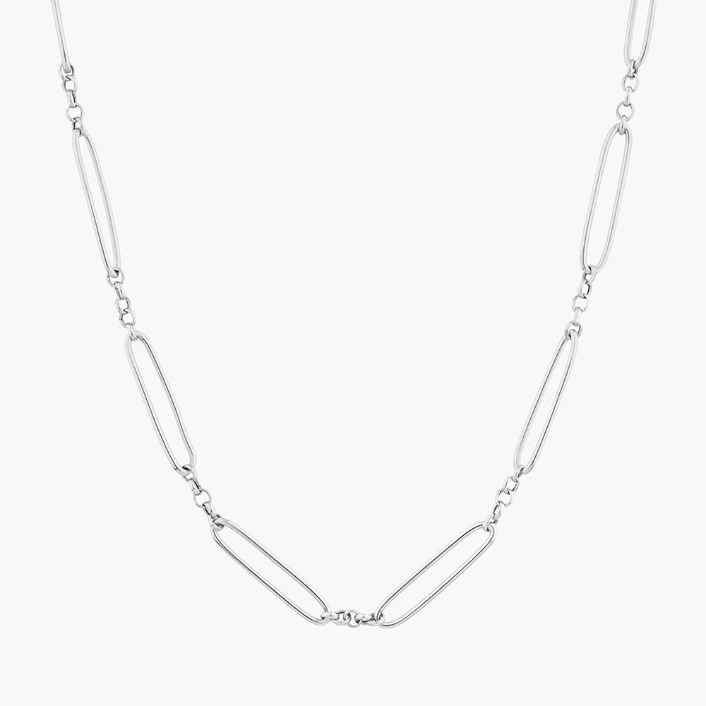 Silver Wire Paperclip Chain Necklace - Elegant Layering Jewelry for Women, Perfect for Office Wear & Everyday Fashion Accessories