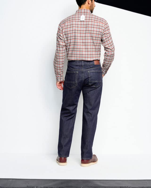 Orvis Montana Morning Denim Blue Jeans for Men - Active Fit Mid-Stretch Straight Leg Jeans with Clean Stitching | Comfortable Casual Wear for Outdoor Activities, Work & Everyday Use