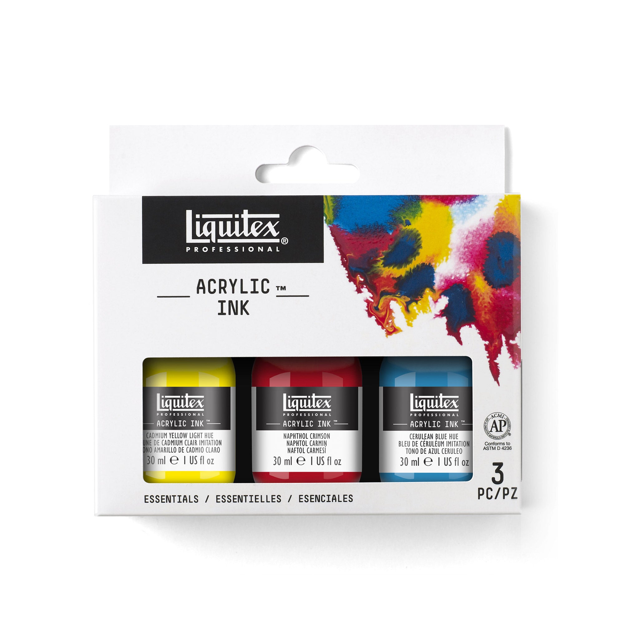 Premium Acrylic Ink Set - 3 Bottles x 30ml (90ml Total) for Calligraphy, Painting & DIY Crafts - Vibrant Colors, Fast Drying, Non-Toxic - Perfect for Artists, Beginners & Scrapbooking
