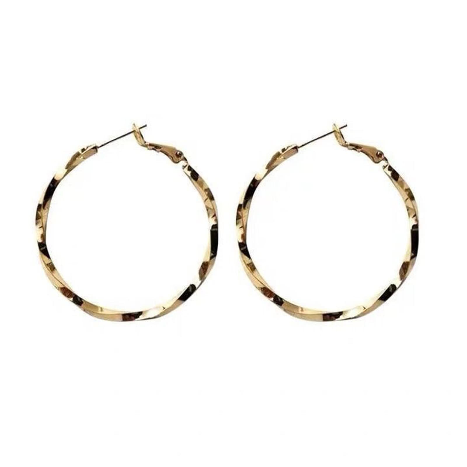 925 Sterling Silver Large Gold Hoop Stud Earrings for Women - Elegant Fashion Jewelry for Everyday Wear, Parties & Gifts