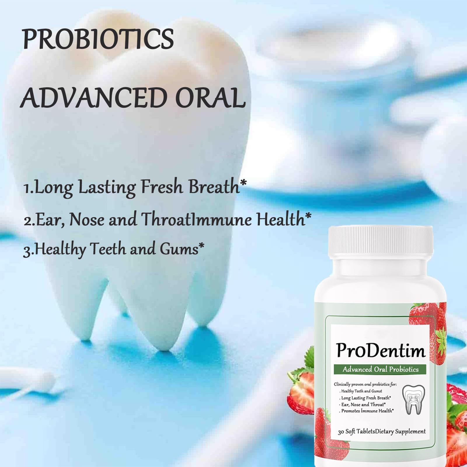 Prodentim Chewable Dental Probiotic - 30 Tablets for Gums & Teeth Health, Fresh Breath with 3.5 Billion Advanced Oral Probiotics | Supports Oral Hygiene, Fights Bad Breath | Ideal for Daily Dental Care & Travel