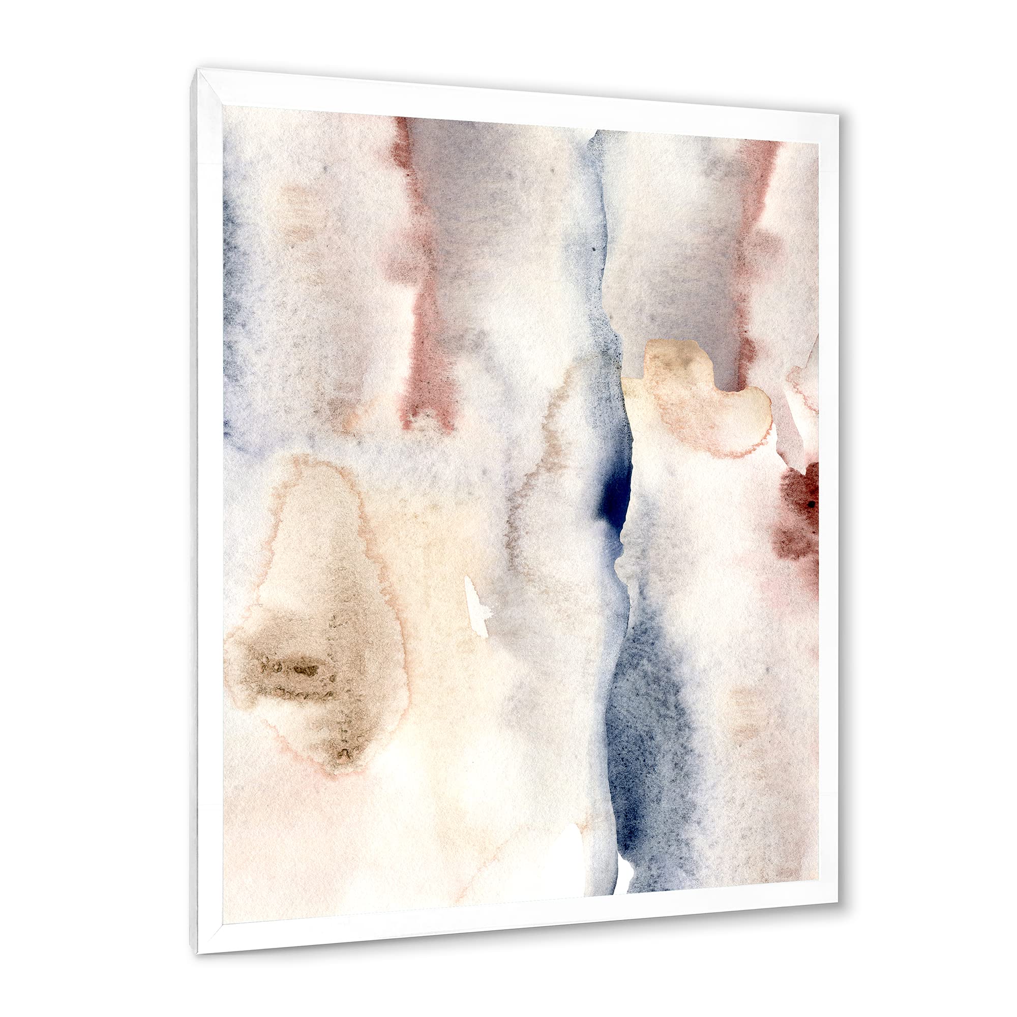 Pastel Abstract Wall Art with Dark Blue, Pink & Gray Spots - Modern Framed Canvas Painting for Living Room, Bedroom & Office Decor