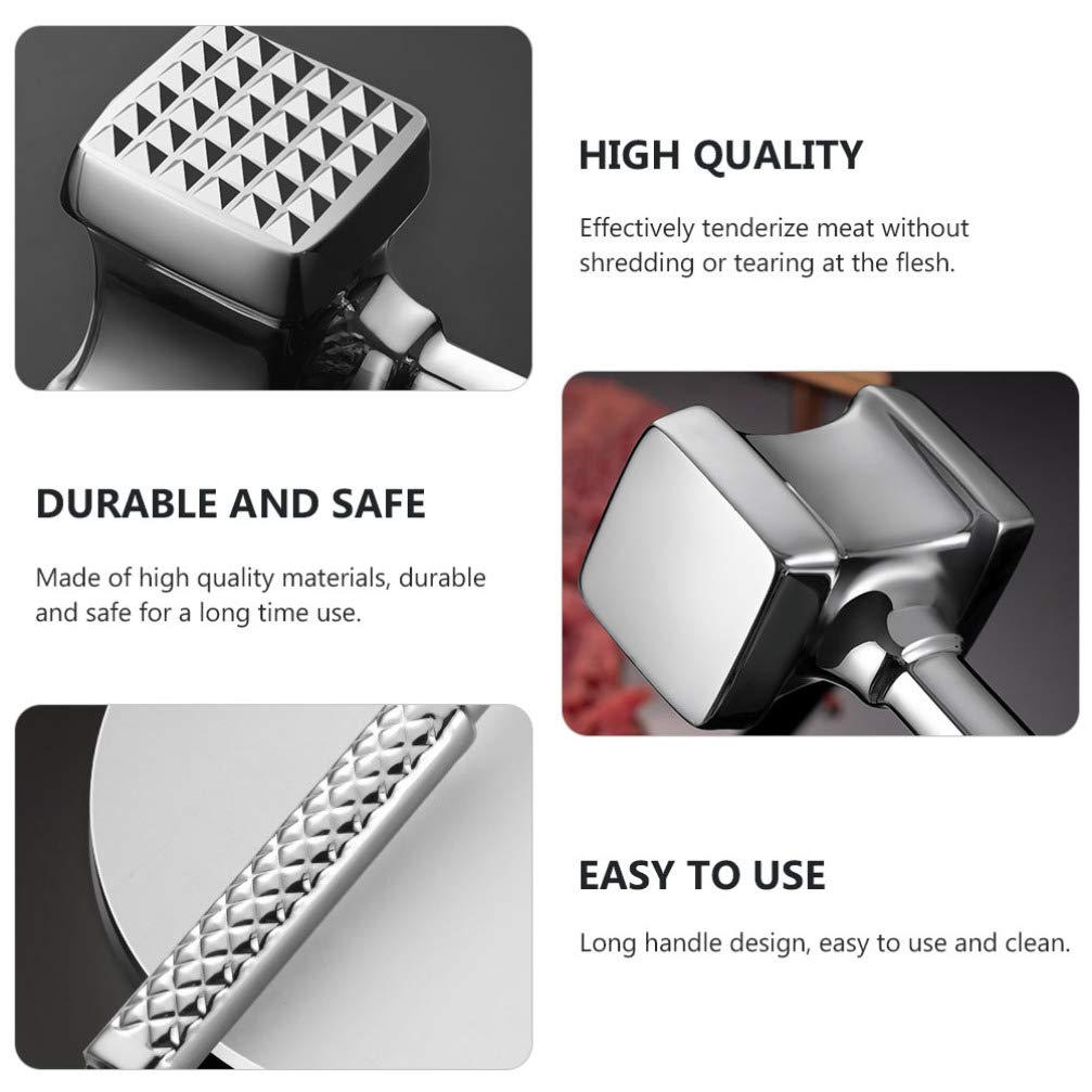 Stainless Steel Meat Tenderizer Hammer - Dual-Sided Meat Pounder Mallet for Steak, Beef, Veal, Chicken & Lamb - Heavy Duty Kitchen Tool for Tenderizing & Flattening Meat - Perfect for Grilling, Cooking & Meal Prep