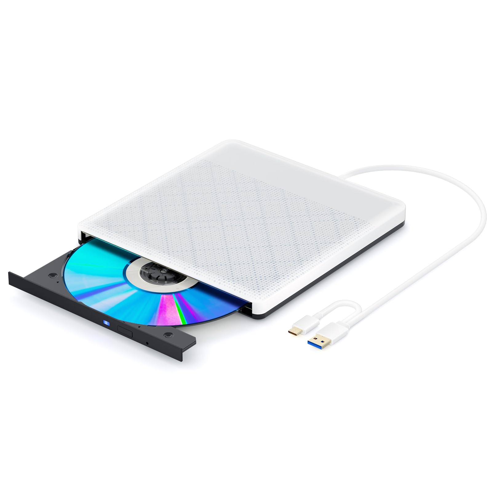 Portable USB 3.0 External CD/DVD Drive Burner for Laptop & Mac - Slim Optical Disk Player Compatible with Windows 10/8/7, Linux OS | Perfect for Watching Movies, Burning Discs & Installing Software