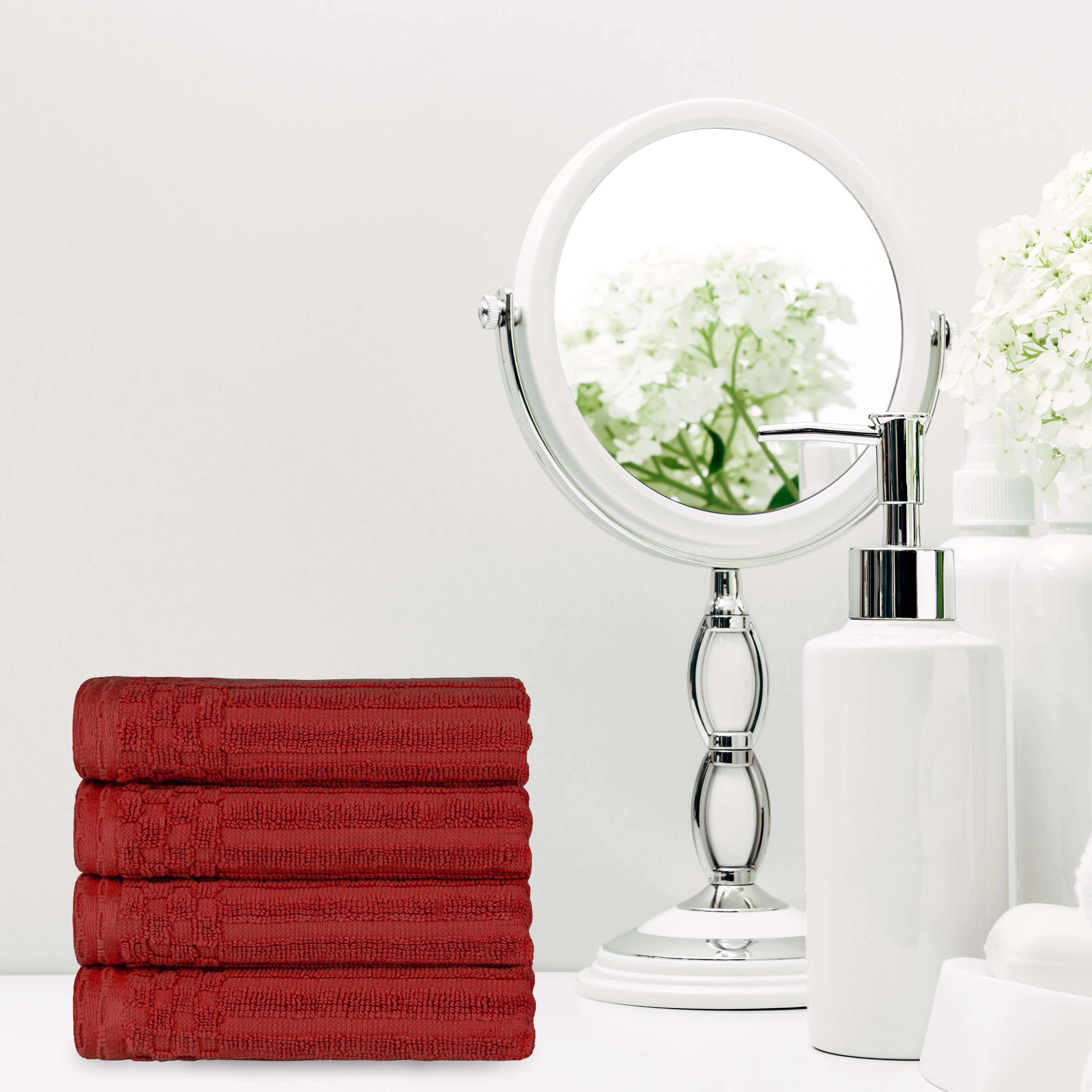 Premium Cotton Ribbed Textured Hand Towels - Ultra Absorbent 4-Piece Bath Towel Set for Kitchen, Bathroom & Gym - Soft Quick-Drying Guest Towels