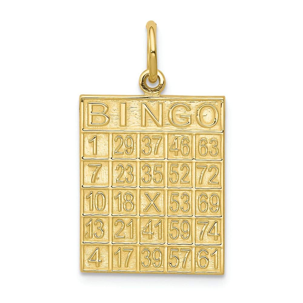 10K Yellow Gold Solid Bingo Card Charm Pendant - Elegant Jewelry Gift for Women, Bingo Lovers - Perfect for Parties, Casino Nights & Game-Themed Outfits
