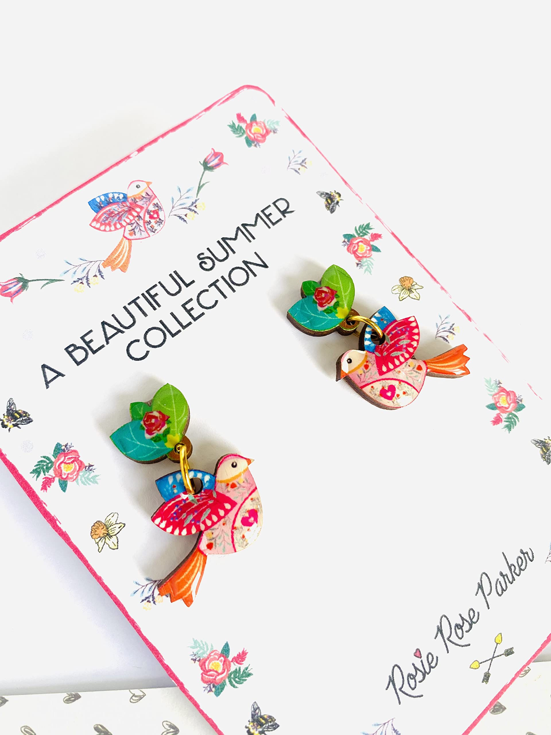 Colorful Bird Earrings for Women - Small Statement Jewelry, Bird Lover Gifts, Leaf & Floral Pastel Summer Earrings - Perfect for Weddings, Parties & Everyday Wear