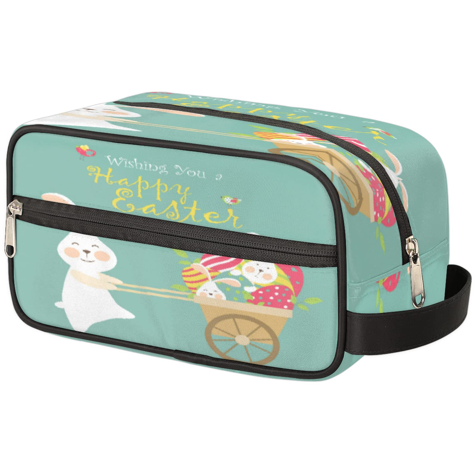 Easter Bunny Travel Toiletry Bag for Women & Men - Large Makeup & Shaving Kit for Holiday Trips