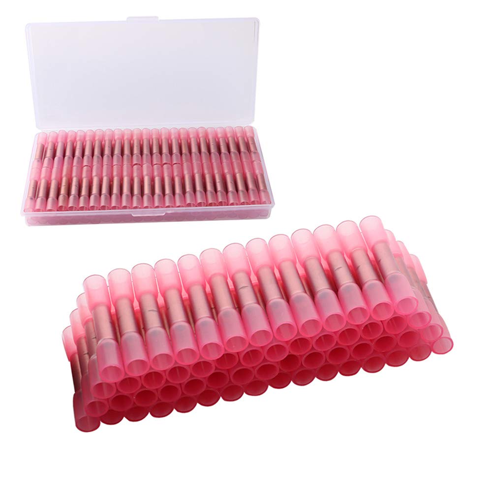 FULARR 80Pcs Heat Shrink Wire Connectors - Marine Grade Waterproof Terminals (22-16 AWG, Red) for Automotive & Marine Electrical Repair