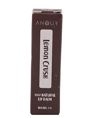 Anour Lemon Essential Oil Lip Balm - Natural Shea Butter, Cocoa Butter & Mango Butter - Vegan Lip Care for Dry, Chapped Lips - Moisturizing Lip Treatment for Men & Women (5g) - Perfect for Winter Skincare, Daily Hydration & On-the-Go Lip Protection