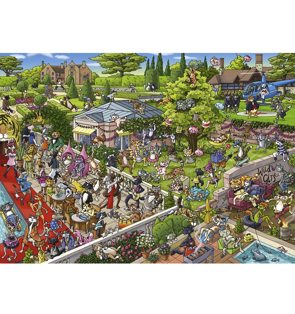 Heye 1000-Piece Triangle Jigsaw Puzzle - Party Cats Fun for Adults & Kids, Perfect for Family Game Night & Relaxation