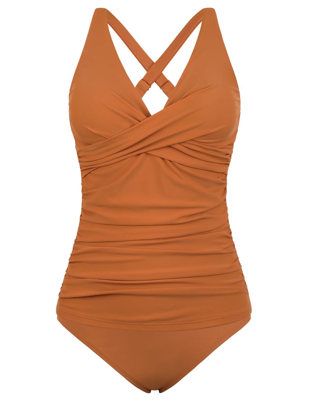 Hilor Women's Tummy Control Tankini Swimsuits - Front Twist V Neck Two Piece Bathing Suit with Shirred Design | Perfect for Beach Vacations, Pool Parties & Summer Getaways