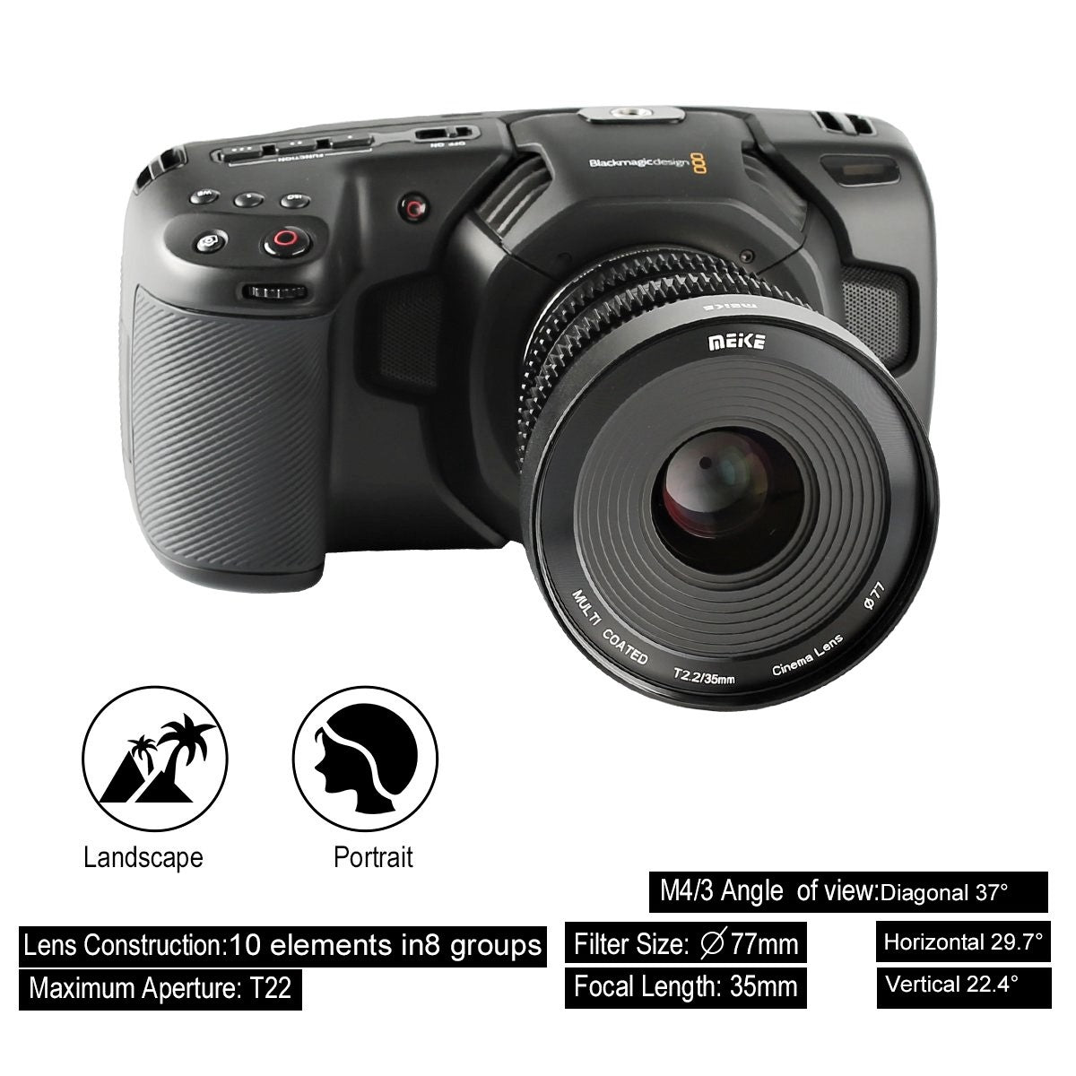 Meike 35mm T2.2 MFT Cine Lens for Micro Four Thirds Cameras - Perfect for Filmmaking, Vlogging & Low-Light Photography