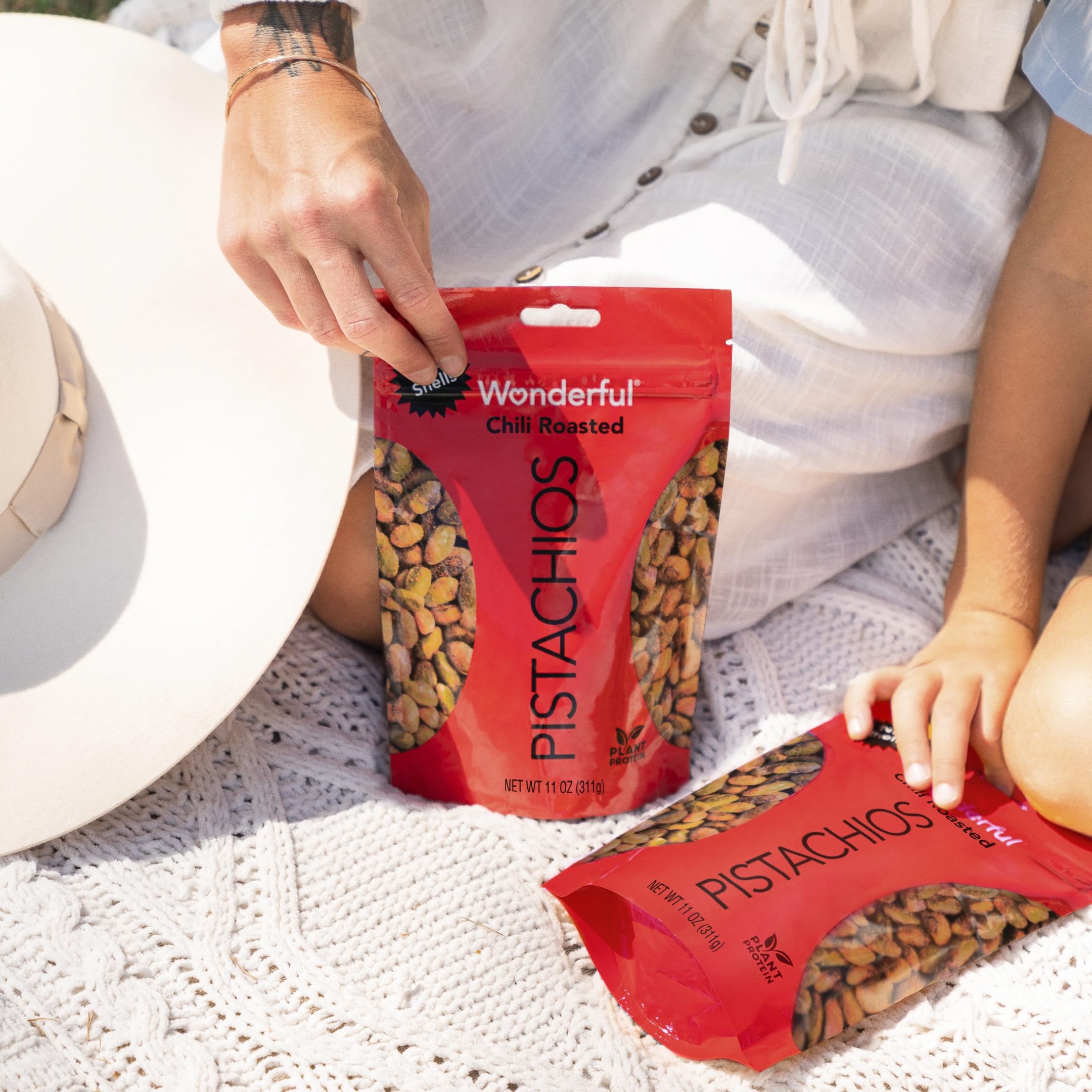 Wonderful Pistachios No Shells, Chili Roasted Nuts - 11oz Resealable Bag | High Protein Snack, Gluten-Free Healthy Snacks for Adults & College Students | Perfect for Office, Gym, Travel & Movie Nights