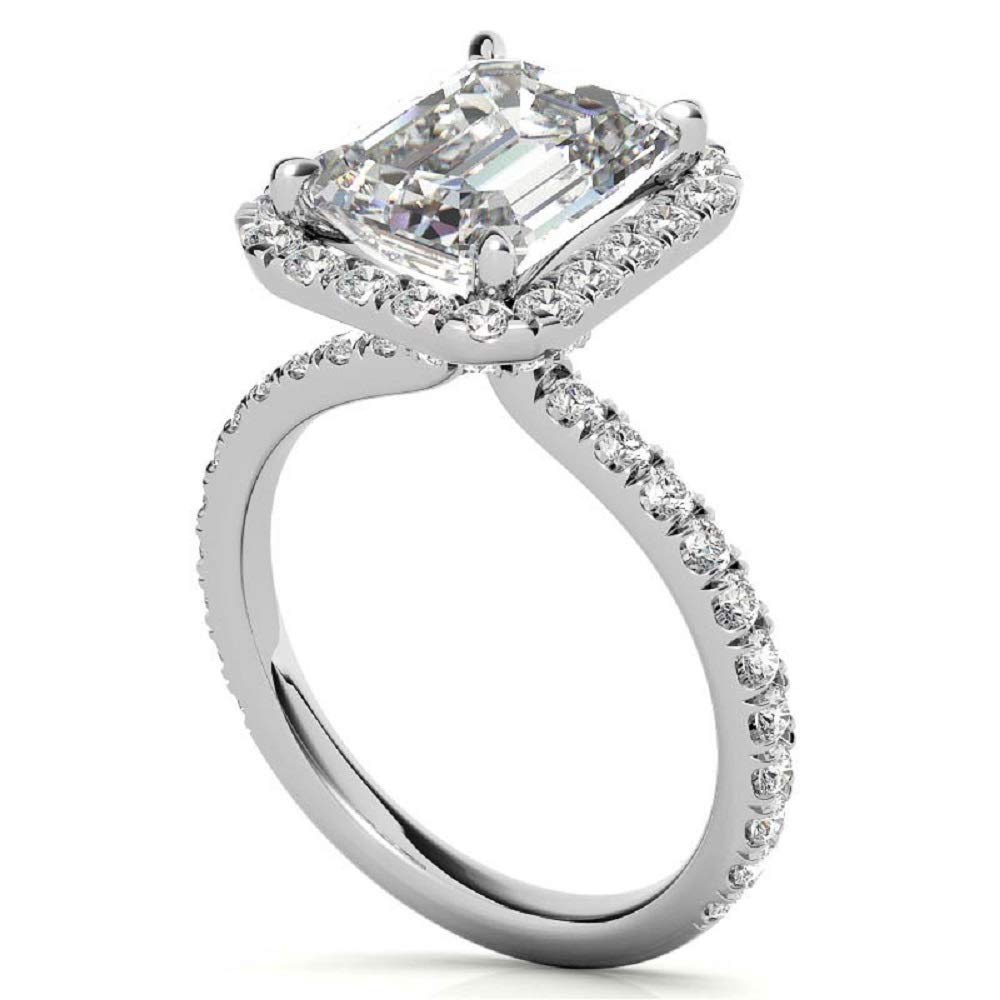 3 CT Emerald Cut Moissanite Engagement Ring - Vintage Solitaire Wedding Band with 4-Prong Setting in Sterling Silver - Anniversary, Promise Ring Gift for Her - Perfect for Proposals, Weddings & Special Occasions