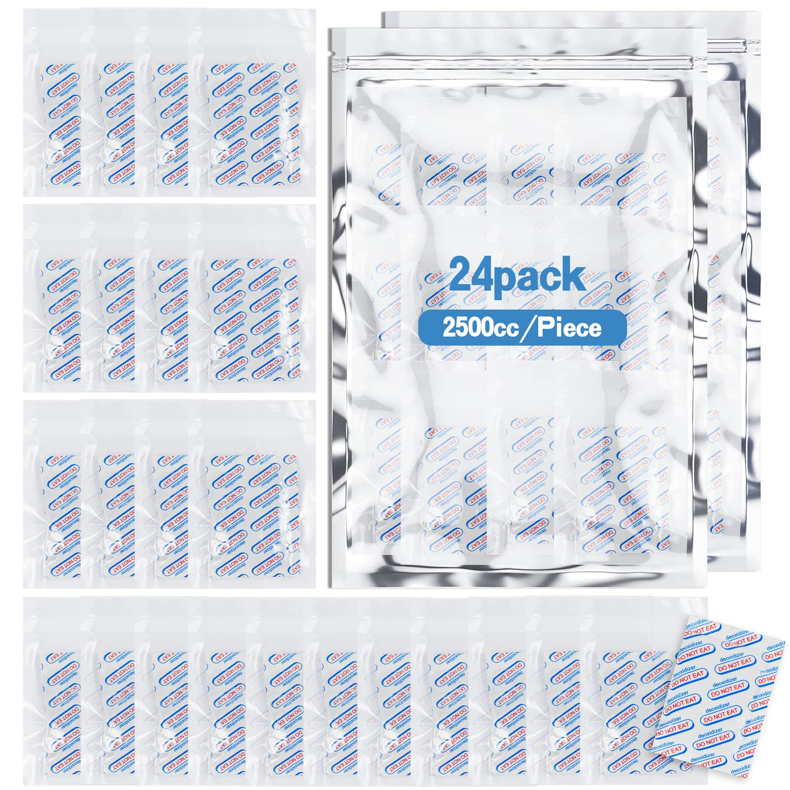 2500cc Oxygen Absorbers for Food Storage - 24 Individually Sealed Packets | Extend Shelf Life for Mylar Bags, Canning, Freeze Dried & Dehydrated Foods | Ideal for Emergency Preparedness, Long-Term Food Preservation & Survival Kits
