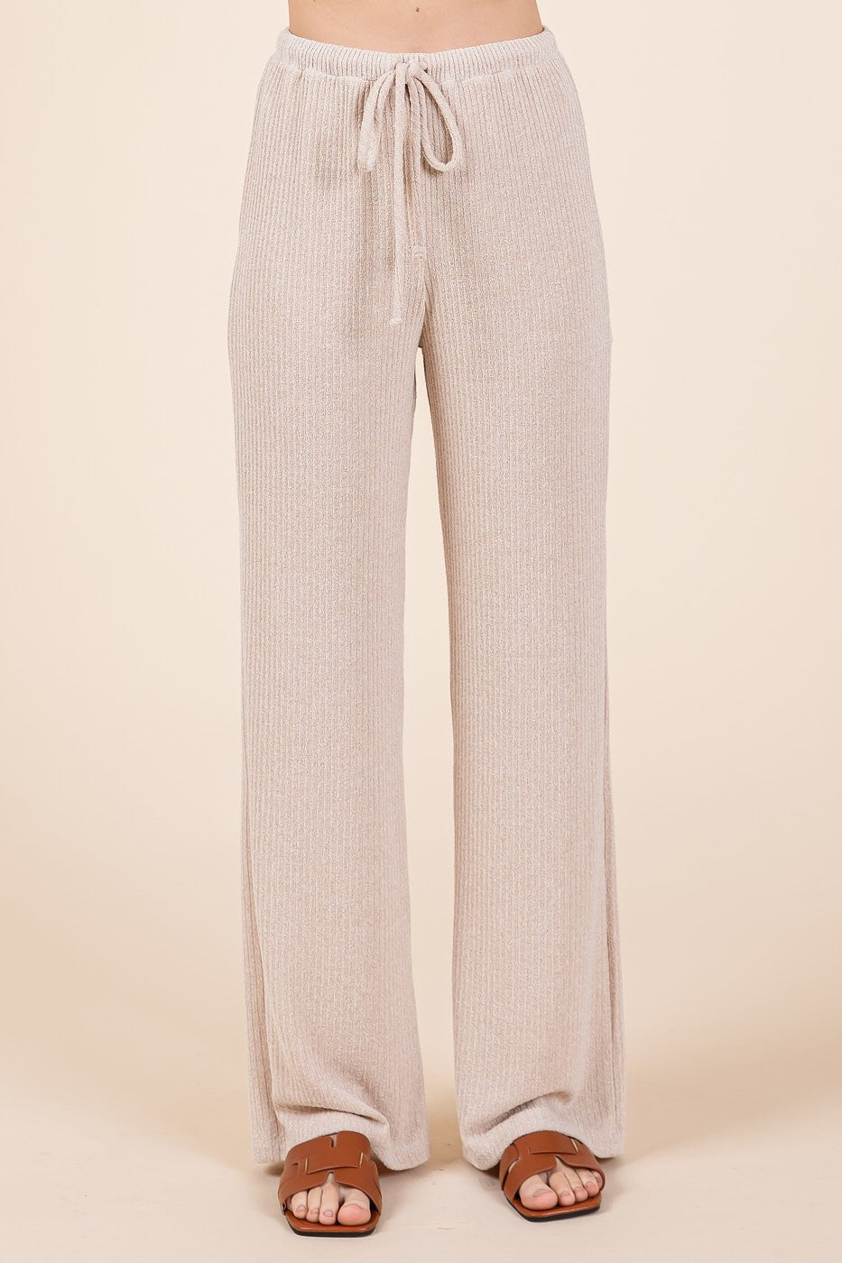 Beige Rib Knit Tank and Pant Set for Women - Soft Comfortable Loungewear for Home, Yoga & Sleep - Cozy Matching Outfit