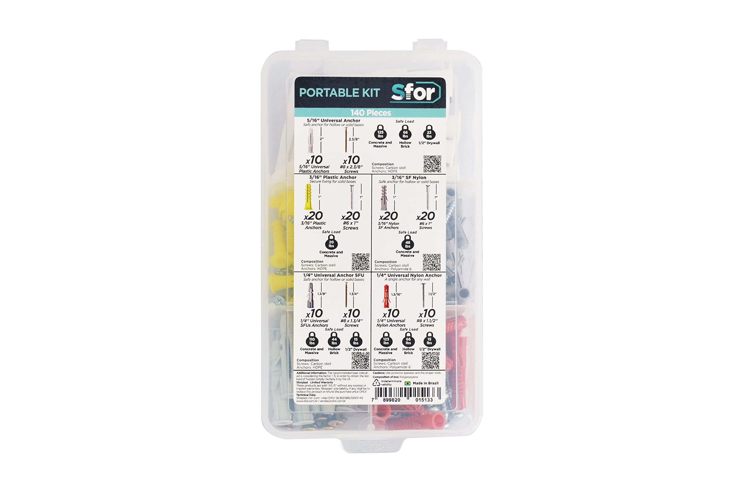 140 Pcs Anchors and Screws Assortment Kit - 40 Plastic Anchors, 30 Nylon Wall Anchors, 70 Philips Screws with Organizer Box - Heavy Duty Fasteners for DIY Projects, Furniture Assembly & Home Repairs