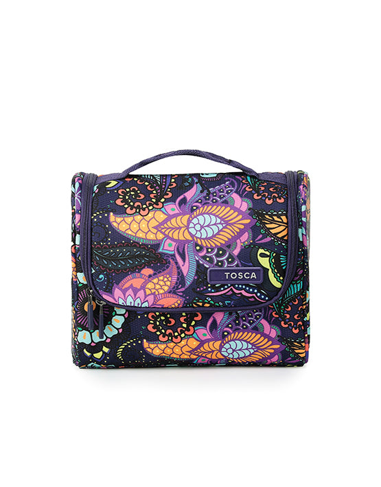 Tosca SO LITE Hanging Wetpack Paisley Print - Lightweight Travel Makeup Bag for Women - Perfect for Gym, Beach & Vacation Accessories Organization