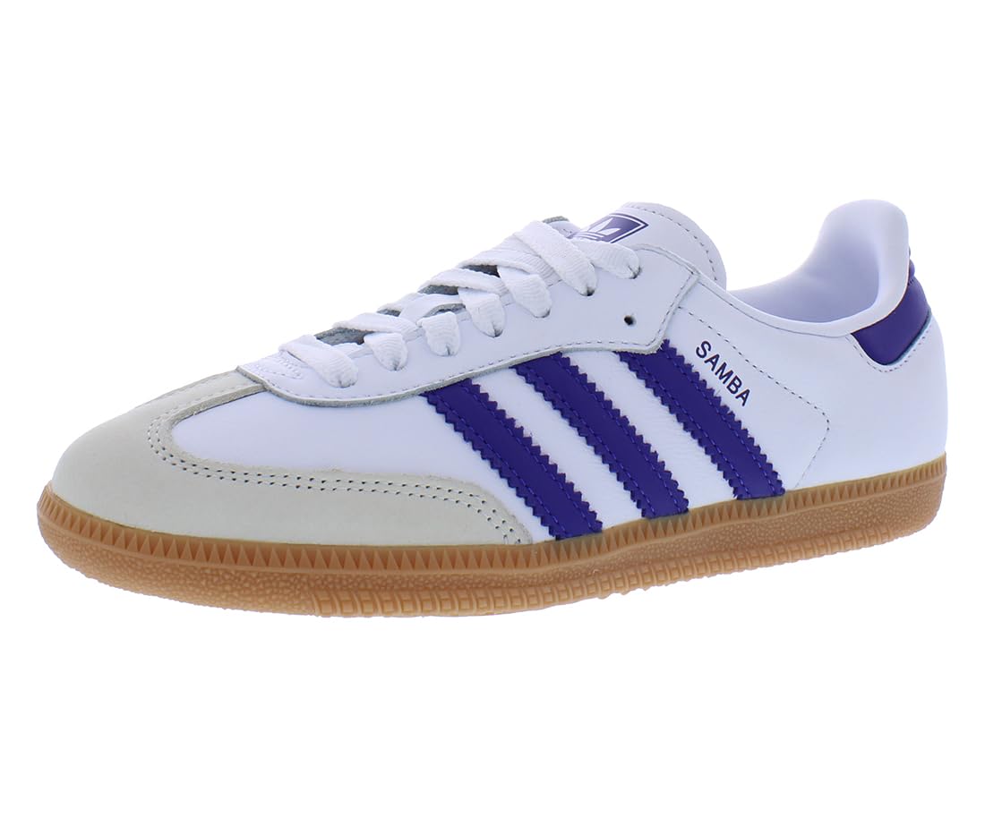 adidas Samba OG Women's Sneakers - White/Energy Ink/Gum Sole - Size 7.5 - Classic Casual Shoes for Women, Perfect for Streetwear, Gym, and Everyday Fashion