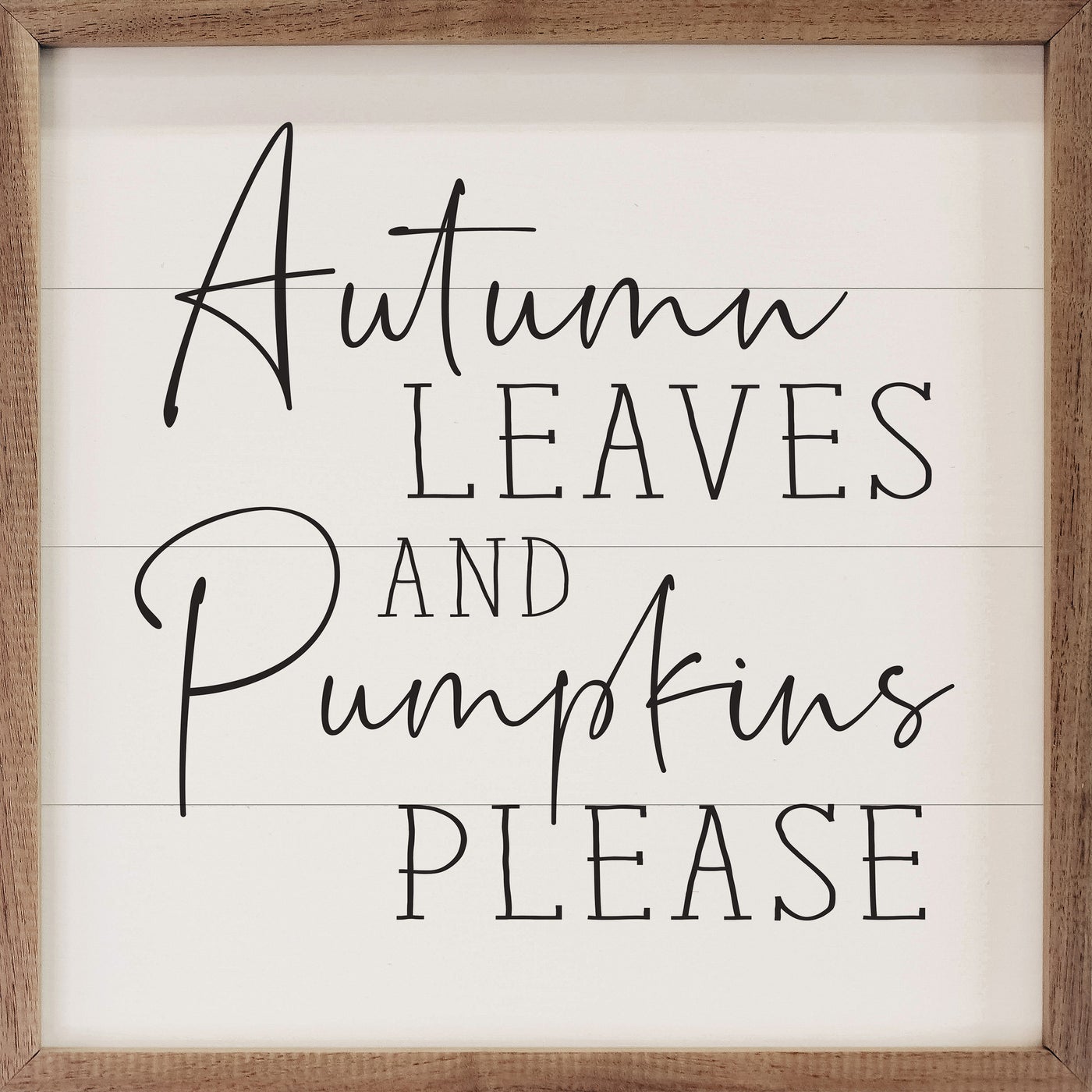 Autumn Leaves & Pumpkins Wood Framed Print - Fall Home Decor for Living Room, Bedroom, Office Wall Art
