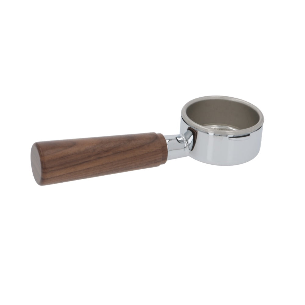 La Pavoni Lever Millennium Bottomless Portafilter with Walnut Handle - Aftermarket Replacement for Espresso Machines - Perfect for Home Baristas & Professional Coffee Shops
