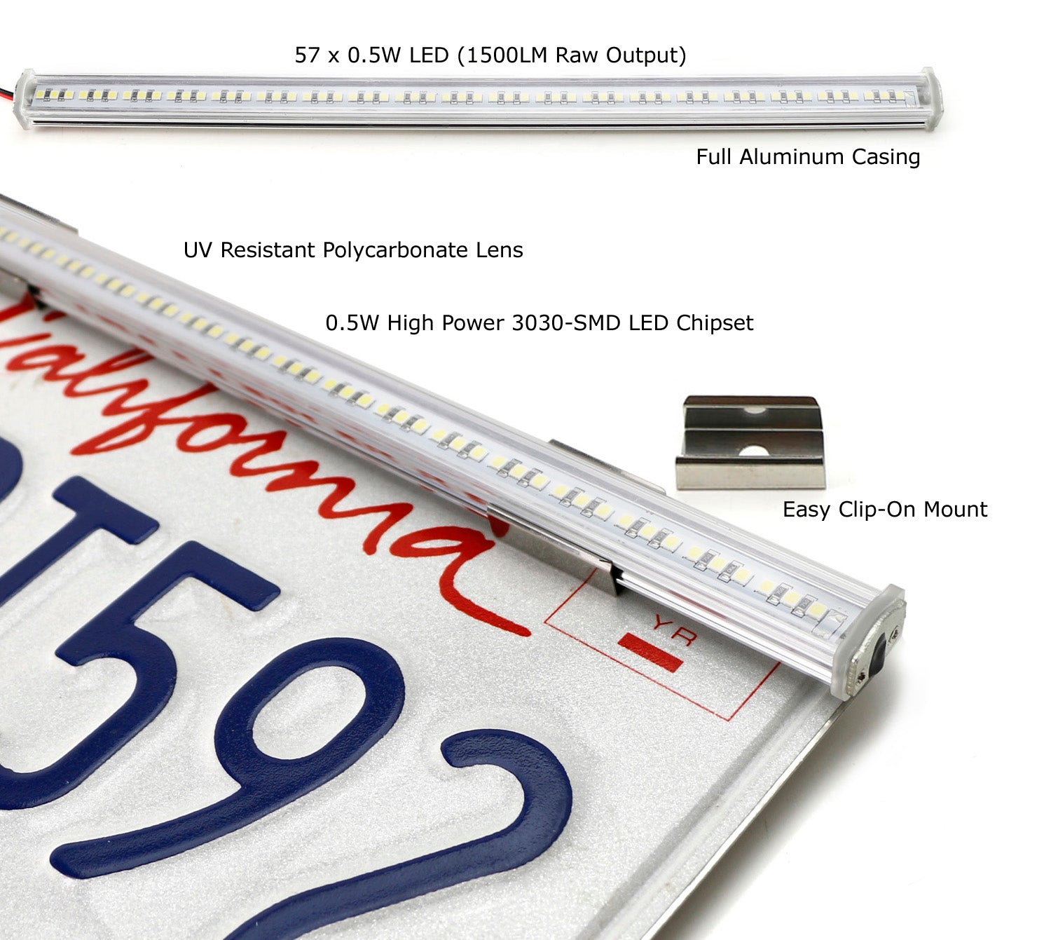 12 SMD LED License Plate Frame Mount Backup Reverse Light Bar Kit - Bright White Light for Trucks, SUVs, Trailers - Easy Installation & Enhanced Nighttime Safety (For Parking, Off-Roading, Camping)
