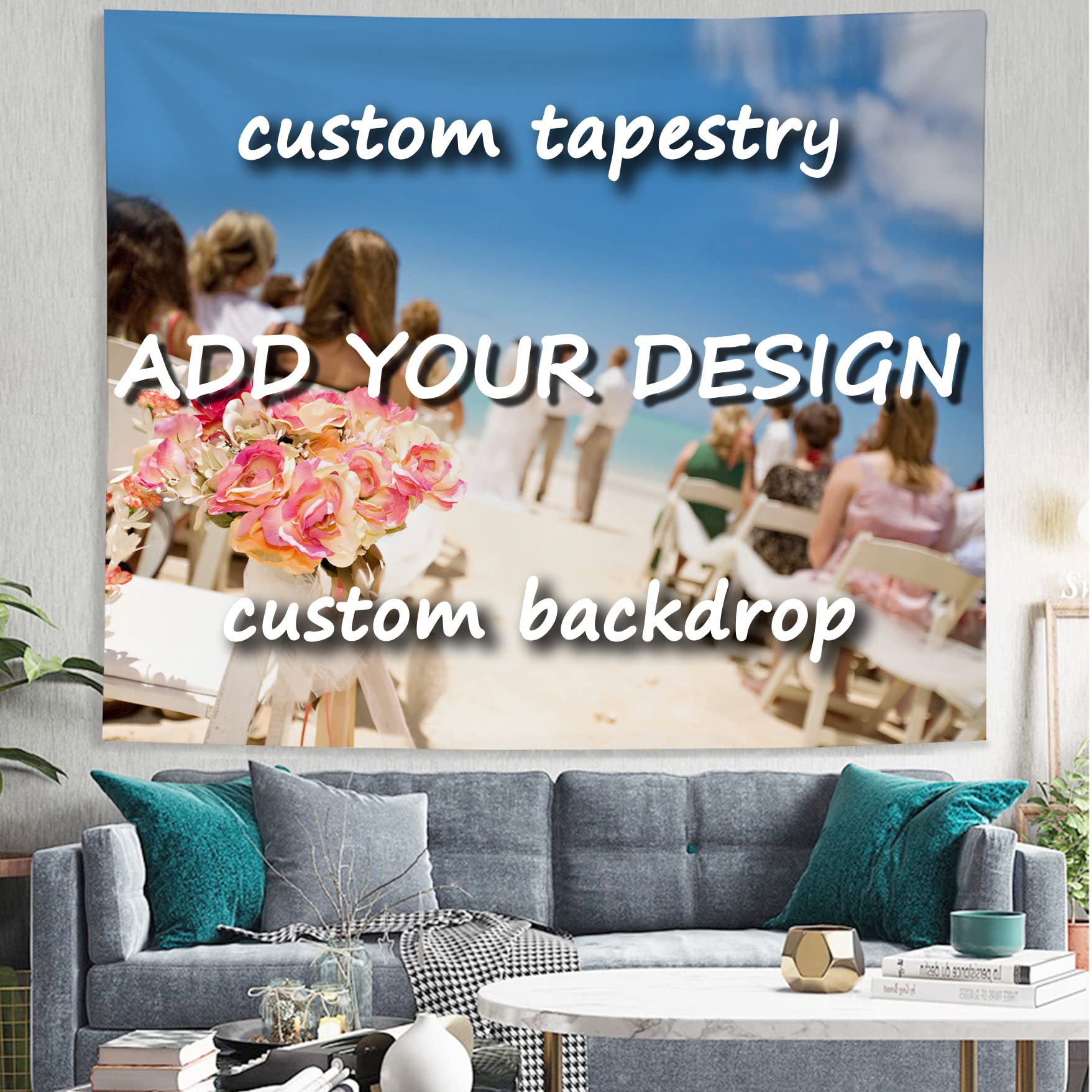Custom Tapestry Backdrop - Personalized Wall Hanging Art for Wedding, Birthday Party Decor | Add Your Own Design Photo | 57.8x57.8 Inch Large Wall Decor | Perfect for Home, Bedroom, Event Backdrops & Photo Booth Backgrounds