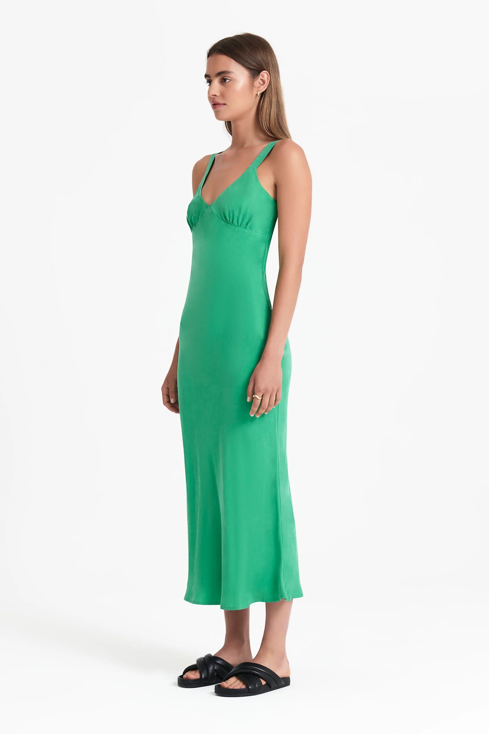Arianne Cupro Slip Dress in Jade Green - Elegant Satin Nightgown for Women, Perfect for Wedding, Party & Special Occasions