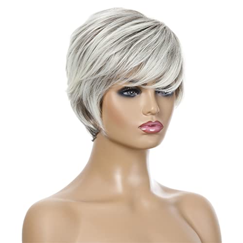 Stylish Short Synthetic Wig with Long Layered Bangs - Perfect for Cosplay, Halloween & Everyday Fashion