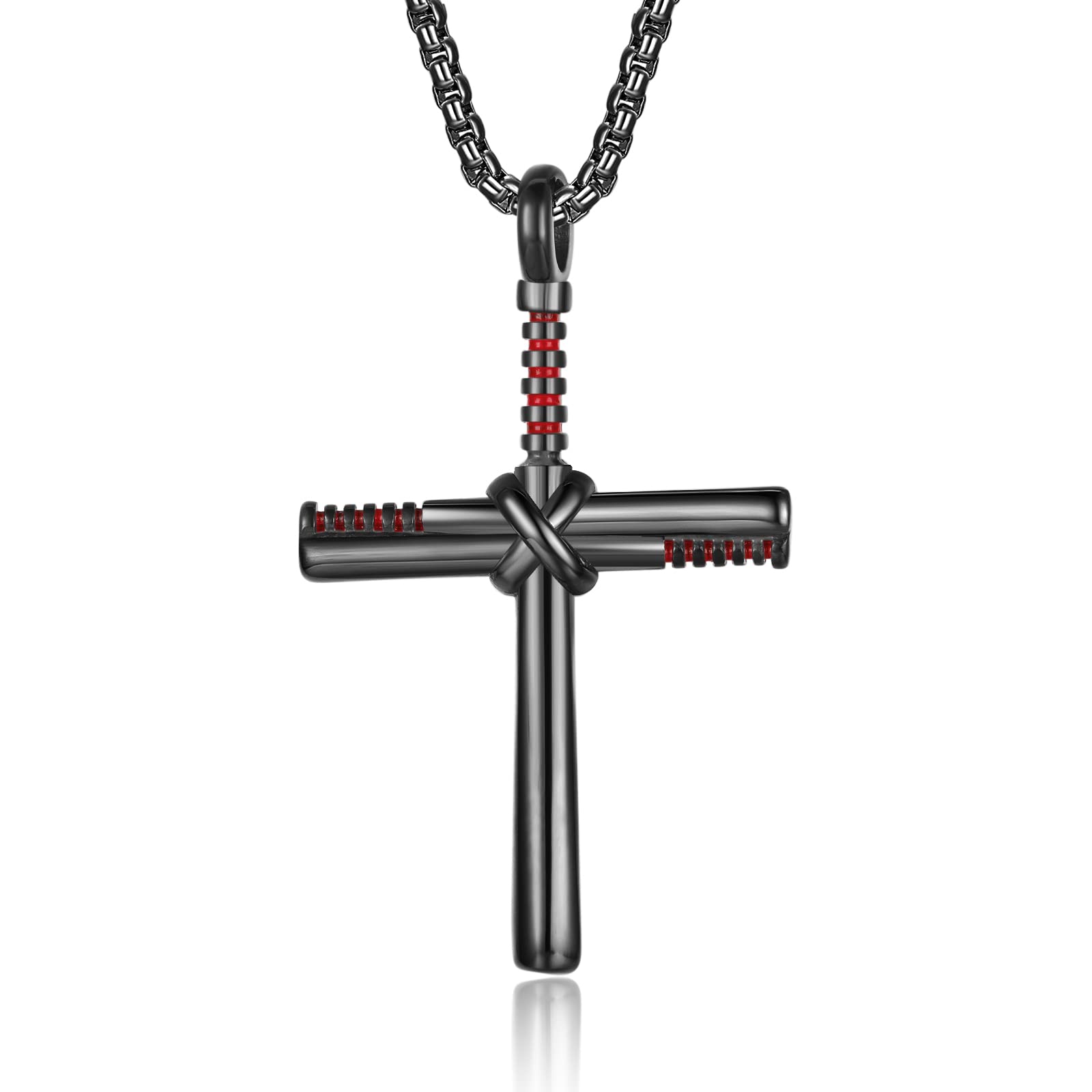Personalized Baseball Bat Necklace for Men - Stainless Steel Cross Pendant with 22 Inch Chain - Unique Baseball Jewelry Gift for Sports Fans & Players - Perfect for Games, Gifts & Everyday Wear