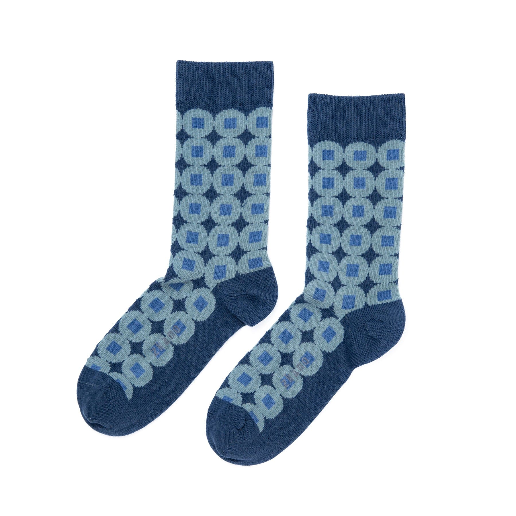 Vintage Mid Century Organic Cotton Crew Socks for Men & Women - Navy Blue Comfortable Everyday Socks - Perfect for Casual Wear, Office & Home Relaxation