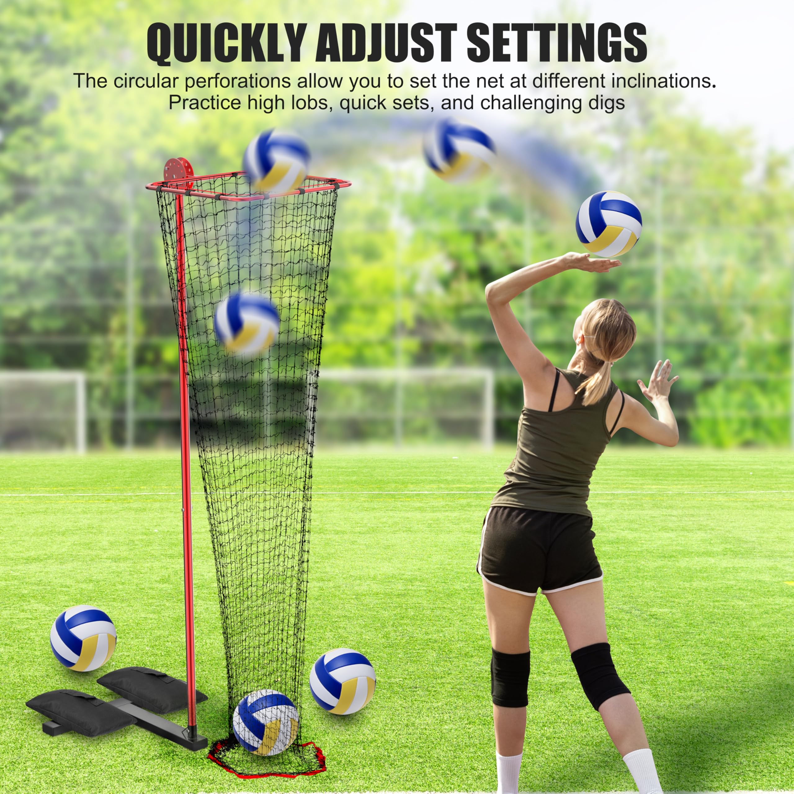 **Adjustable Volleyball Training Setter Net with Portable Cart & Wheels - 5 Height Options & 10 Angle Hoop - Perfect for Indoor & Outdoor Volleyball Practice, Team Drills & Solo Training**